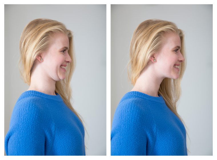a woman in blue sweater