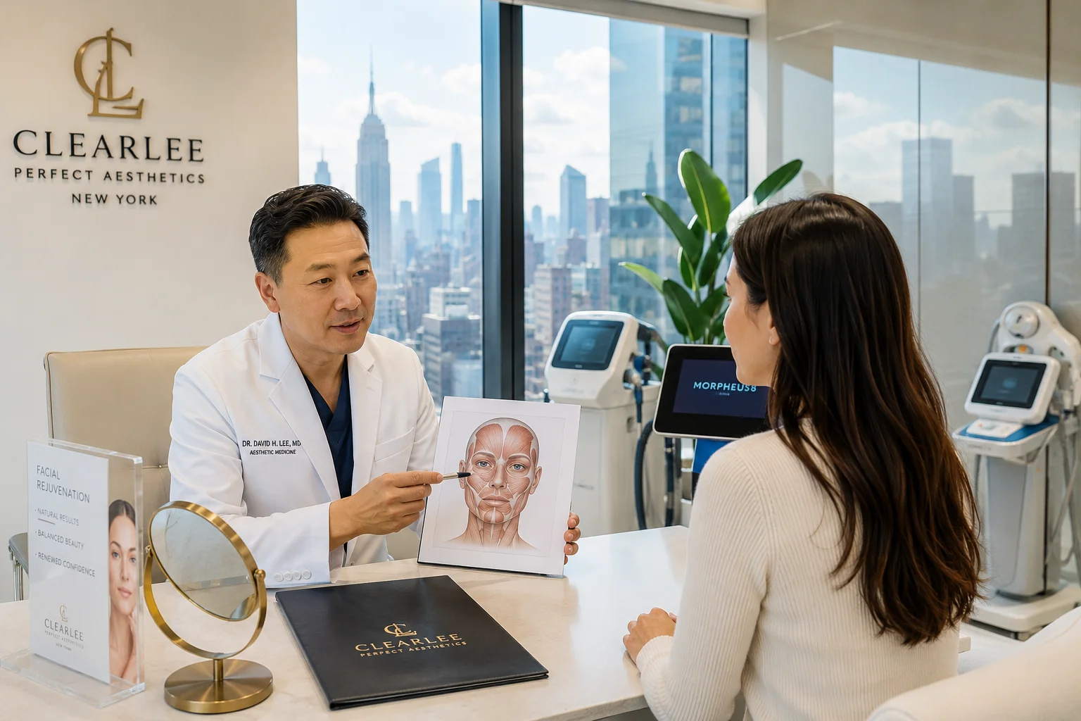 Mid face lift procedure consultation at NYC aesthetic clinic
