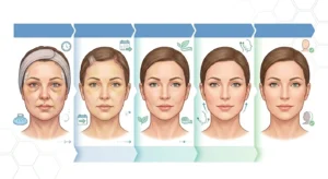 Midface lift recovery timeline and healing process illustration