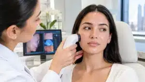 Combination skin with oily T-zone and dry cheeks
