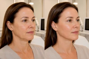 Laser skin tightening before and after results with improved skin firmness