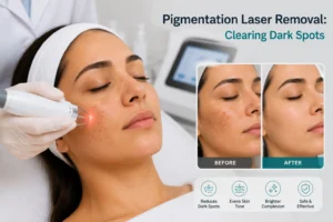 Pigmentation laser removal treatment for clearing dark spots and uneven skin tone