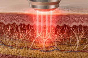 Laser skin tightening treatment performed at a luxury medical aesthetics clinic in Flushing Queens
