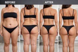 lipo 360 before and after transformation showing full body contouring results