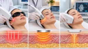 Laser, RF, and ultrasound skin tightening technologies for facial rejuvenation