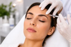 Cosmetic Botox treatment targeting forehead lines for smoother and younger-looking skin