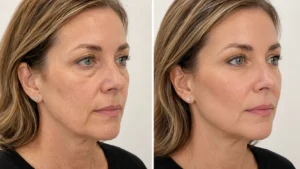 Mid Face Lift Before After Results Showing Cheek and Under Eye Rejuvenation
