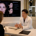 Board-certified physician discussing a personalized natural facelift treatment plan with a patient in NYC.