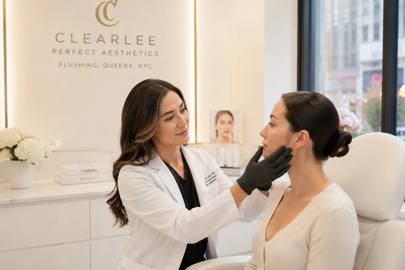 Board-certified provider offering sensitive skin care consultation