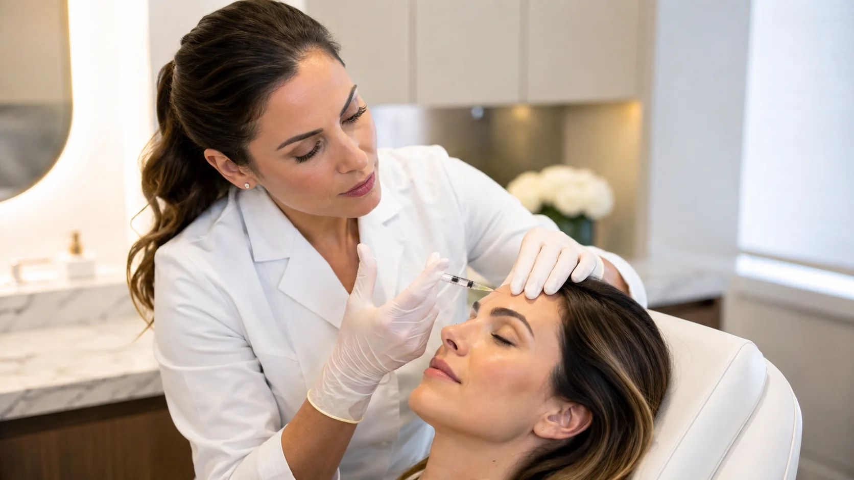 Brow lift Botox treatment performed by an aesthetic physician