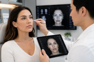 Facial assessment for dermal fillers for asymmetrical face.