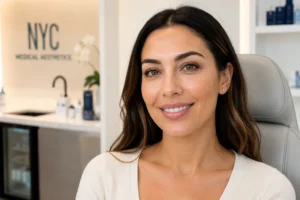 Patient receiving personalized cosmetic consultation in NYC aesthetic clinic.