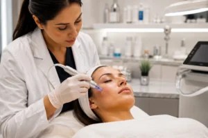 PRP face before and after consultation for acne scars and fine lines