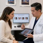 Patient consultation for CO2 laser face treatment in Flushing NYC clinic