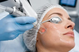 Fractional CO2 laser device used for facial resurfacing treatment