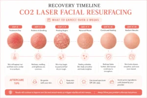 Recovery timeline chart for CO2 laser facial resurfacing