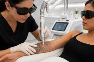 Professional laser tattoo removal treatment showing factors that affect tattoo removal success