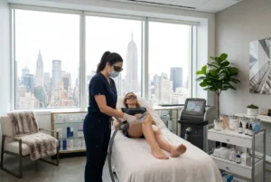 Medical-grade laser hair removal for smooth legs in New York City.