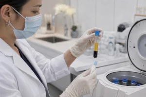 PRP preparation for vampire facial injections in a medical aesthetics clinic