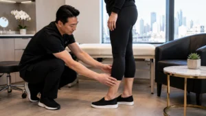 Lower-leg body contouring assessment for ankle fullness