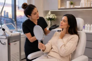 Medical aesthetic skin evaluation before laser resurfacing in Flushing