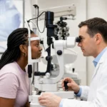 Brilliant Eyecare Annapolis eye doctor examining a patient