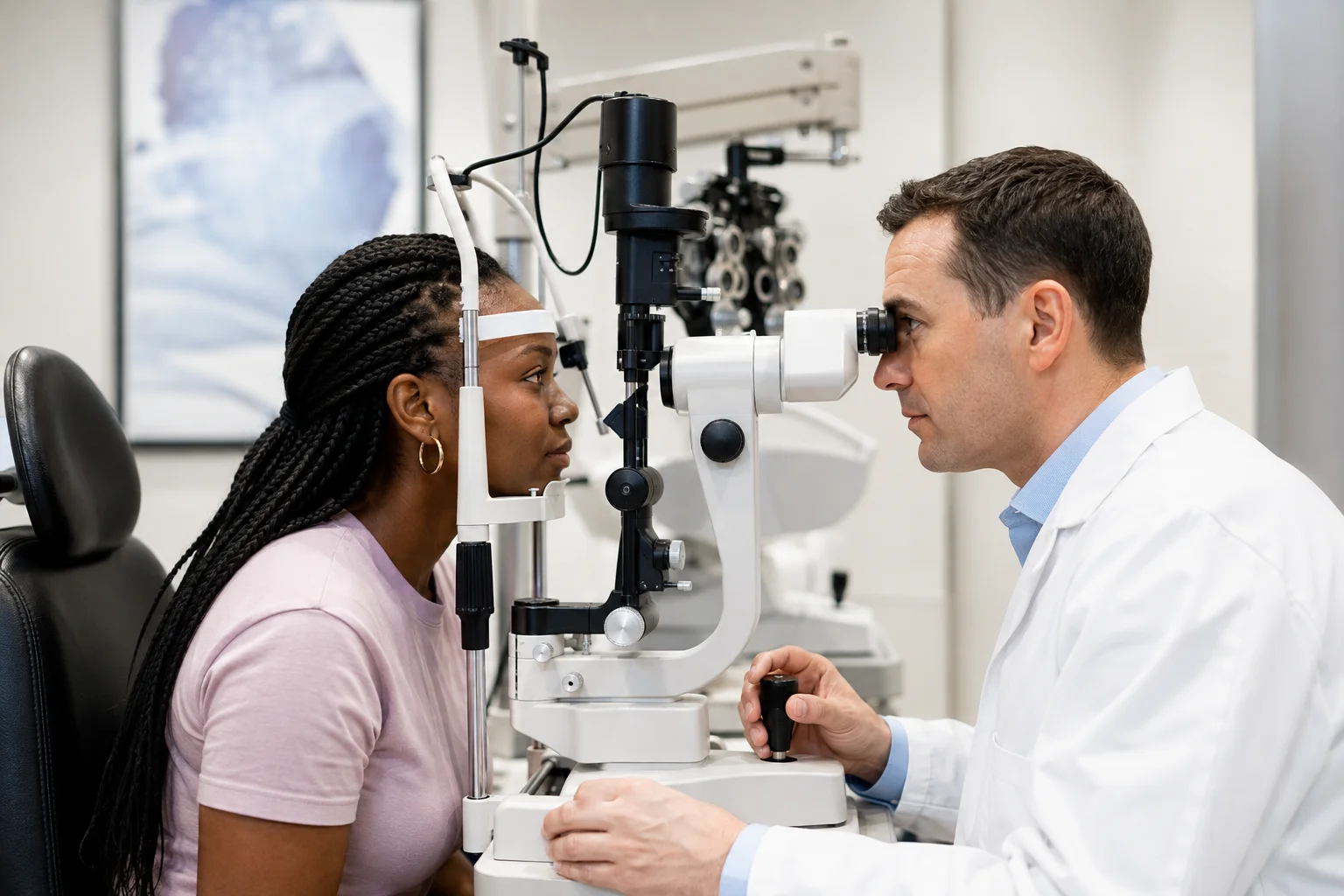 Brilliant Eyecare Annapolis eye doctor examining a patient