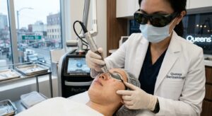 Laser skin treatment procedure for uneven pigmentation in NYC