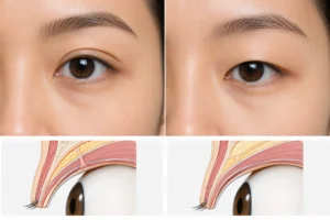Double eyelid vs monolid upper eyelid comparison