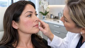 Laser treatment for visible facial blood vessels