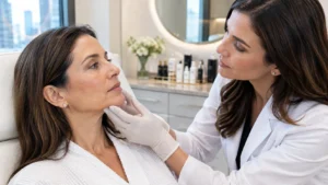 Fibroblasting consultation for facial skin tightening