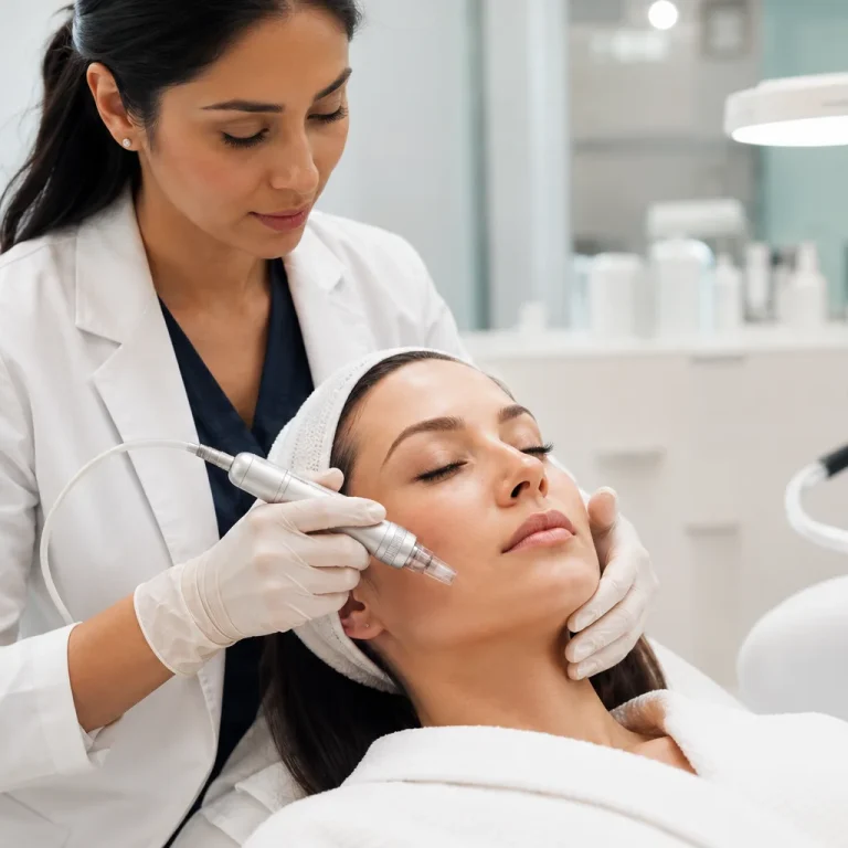 PRP microneedling face treatment performed by an aesthetic provider in Flushing NYC
