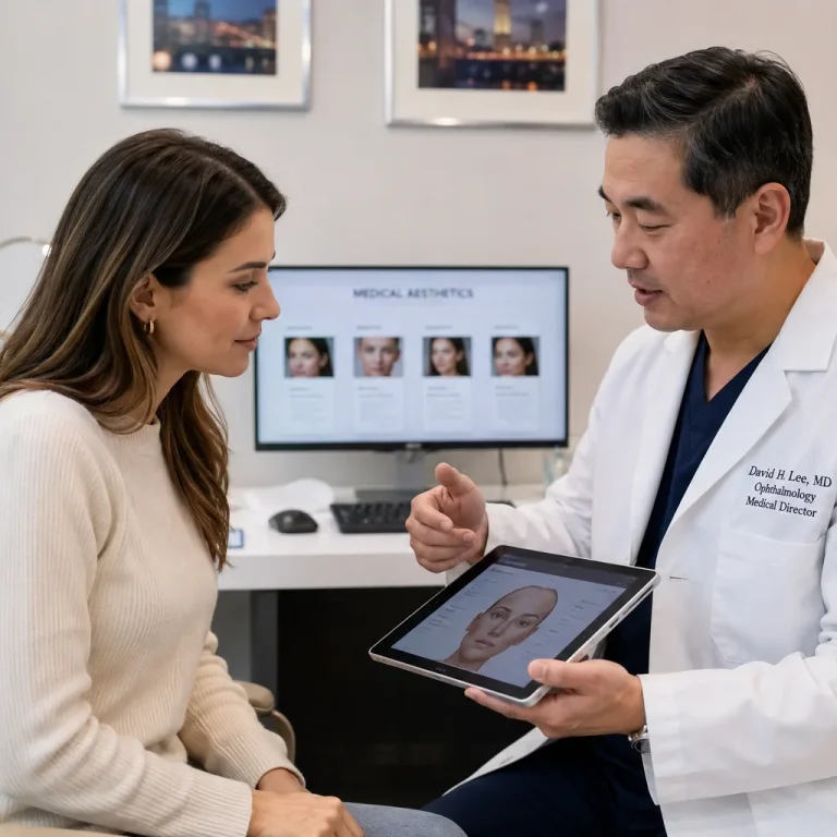 Patient consultation for CO2 laser face treatment in Flushing NYC clinic