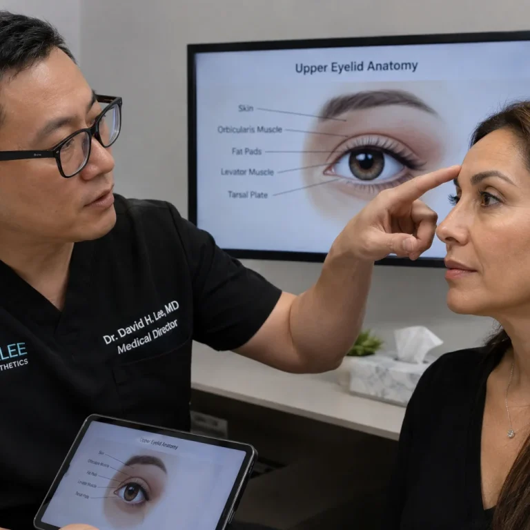 Double eyelid surgery consultation for upper eyelid crease