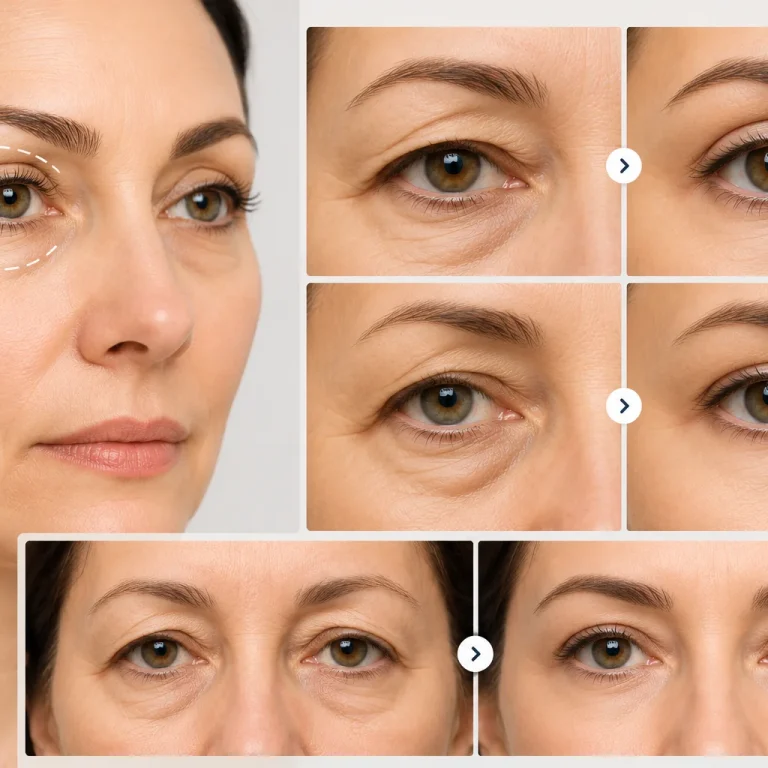 Eyelid plastic surgery results showing smoother skin and refreshed eye appearance