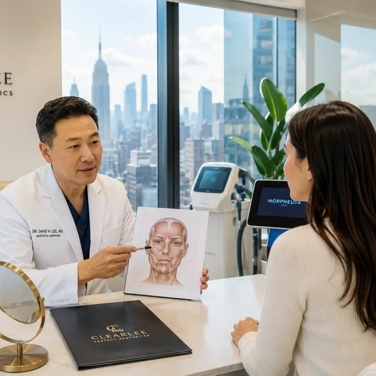Mid face lift procedure consultation at NYC aesthetic clinic
